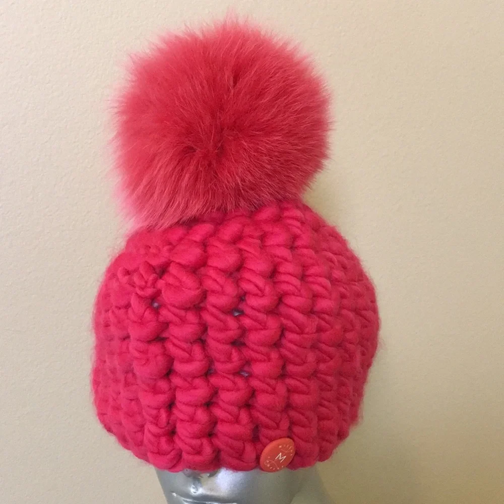 Mischa Lampert beanie pomster + candy coral xl pom